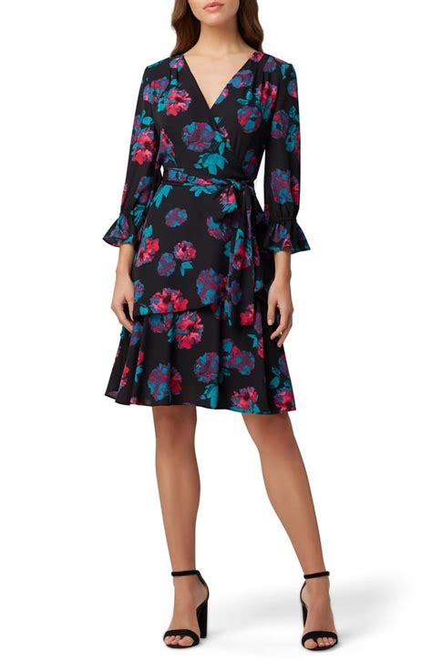 Tahari Floral Long Sleeve Georgette Faux Wrap Dress Nordstrom Wrap