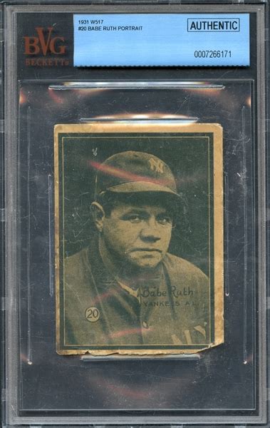 Lot Detail 1931 W517 20 Babe Ruth Portrait BVG Authentic