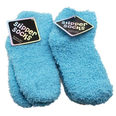 Socks Light Blue Colored Fuzzy Slipper Socks 2 Pairs Size 6 8 5