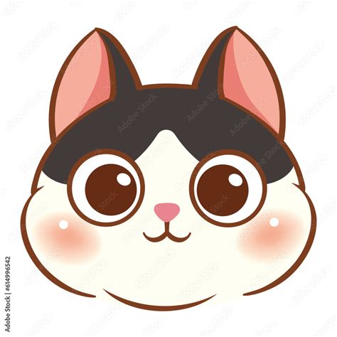 Cartoon cute cat face on white background. Stock Vector | Adobe Stock