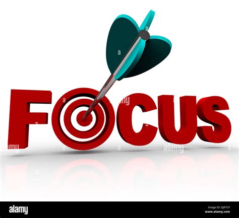 Focus Word With Arrow Hitting Target Bulls Eye Stock Photo Alamy