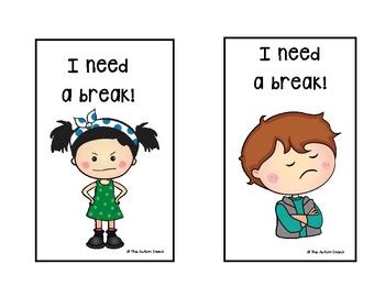 I Need a Break! Card Visual Boy/Girl by The Autism Knack | TPT