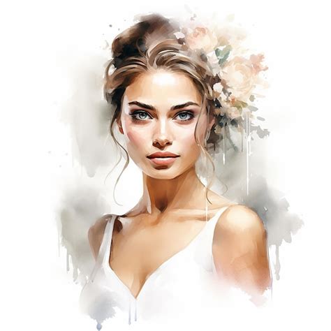 Premium Photo Watercolor Painting Of A Beautiful Western Bride