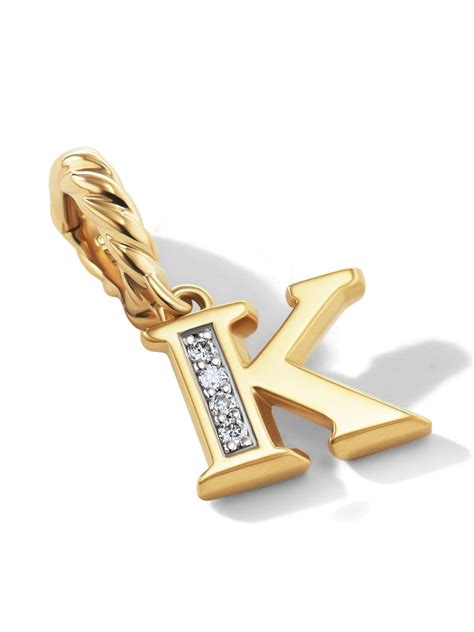 David Yurman Kt Yellow Gold Initial K Diamond Pendant Farfetch