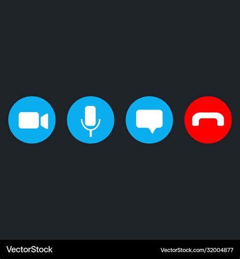 Video Call Icons Set On Blue Back Royalty Free Vector Image