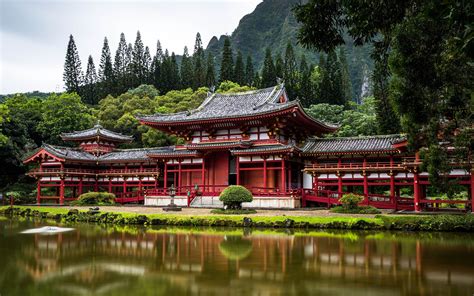 Red Japanese temple iMac Wallpaper Download | AllMacWallpaper