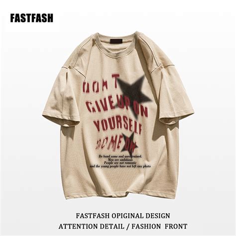 Jual COD Fastfash Khaki Kaos Pakaian Pria Dan Wanita Oversize Huruf