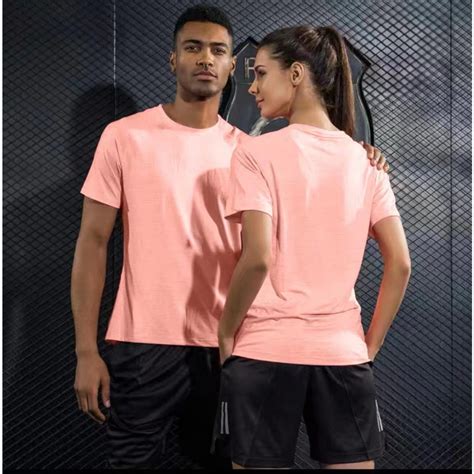 Simple Active Drifit T Shirt Unisex Peach Color Round Neck T Shirt