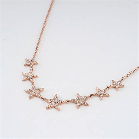 Seven Star Pavé Diamond Necklace in Rose Gold New York Jewelers Chicago