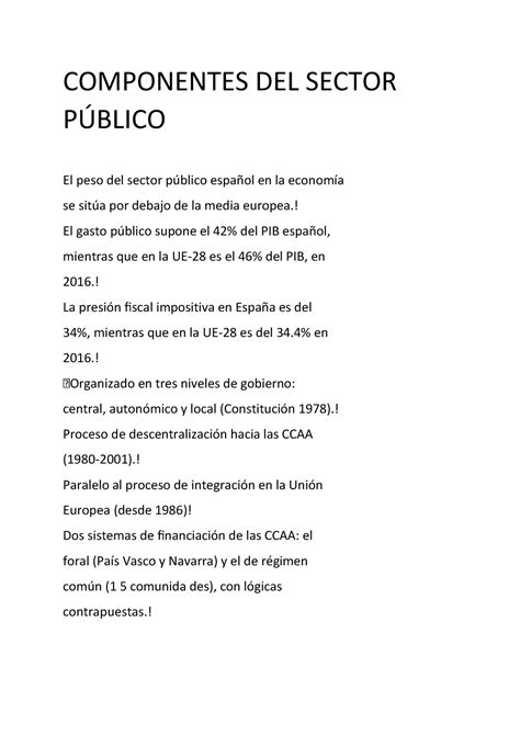 Componentes Del Sector Publico Resumen Componentes Del Sector PÚblico