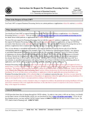 Fillable Online Instructions For Form I 907 Request For Premium