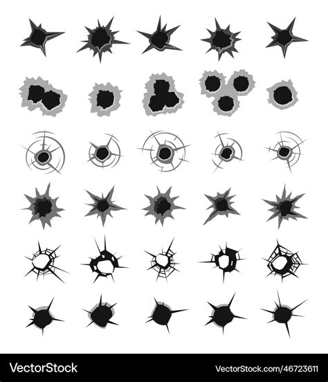 Bullet Marks Gunshot Weapons Impact Royalty Free Vector