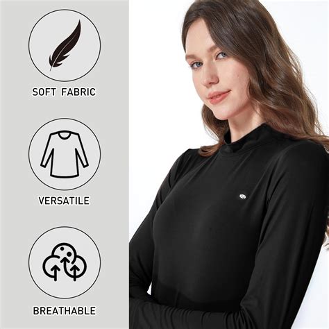 Sslr Mock Turtleneck For Women Mock Turtleneck Tops Long Sleeve T Shirt Basic Active Layer