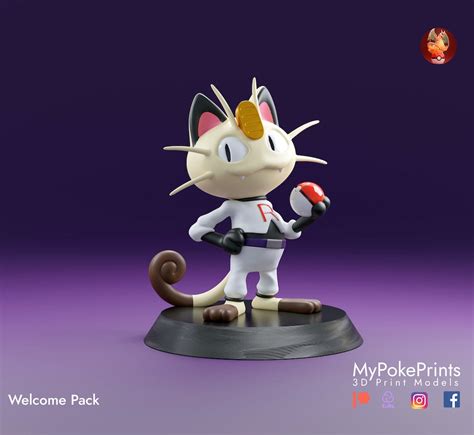 Team Rocket Meowth Pokemon Mypokeprints unpainted/grey - Etsy