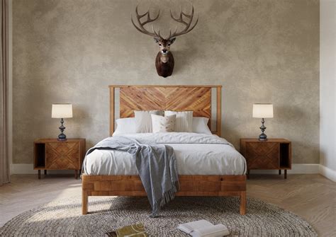 Bme Deluxe Bed Frame with Headboard - Rustic & Scandinavian Style with ...