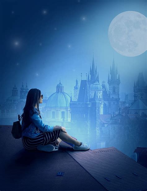 Girl Moon Hd | Wallpapers Box