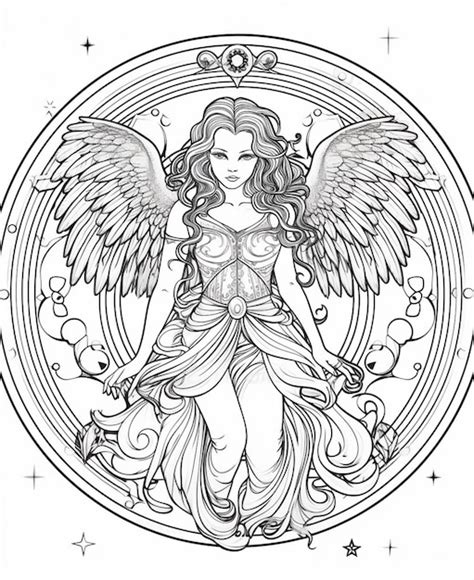 Premium AI Image A Coloring Page Of An Angel With Wings And A Halo