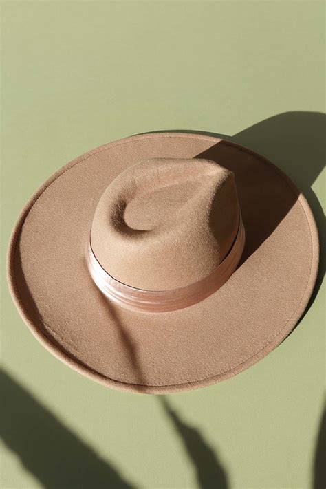 Trendy Taupe Fedora Hat Ribbon Trim Fedora Wide Brim Felt Hat Lulus