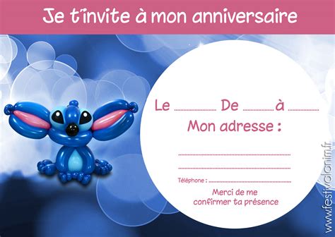 carte invitation pour la fête des enfants