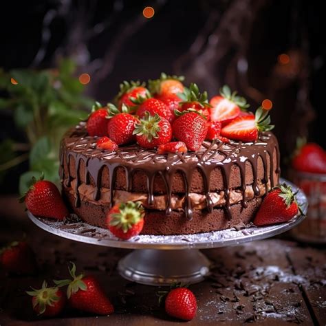 Premium AI Image | Chocolate cake with berries