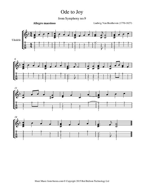 Beethoven Theme From Ode To Joy Sheet Music For Ukulele