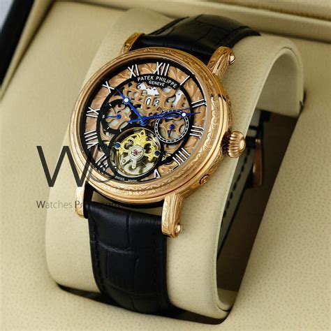 PATEK PHILIPPE WATCH WITH LEATHER BLACK BELT | Watches Prime