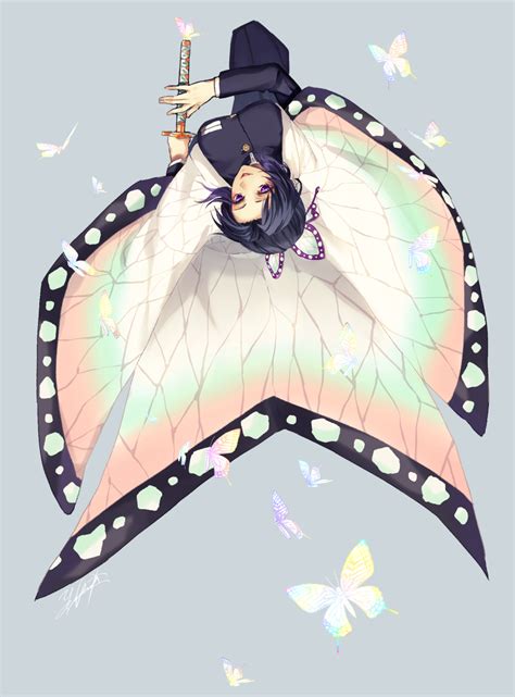 胡蝶しのぶ「しのぶさん誕生日おめでとうございます🦋 過去絵ですがお祝いさせてください 」ゆんちょのイラスト