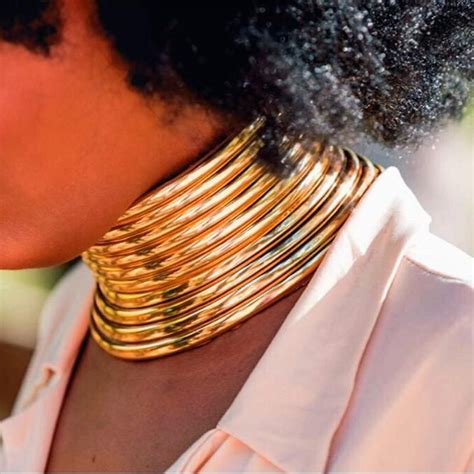 Liffly African Necklace Women Gold Color Leather Collar Necklace