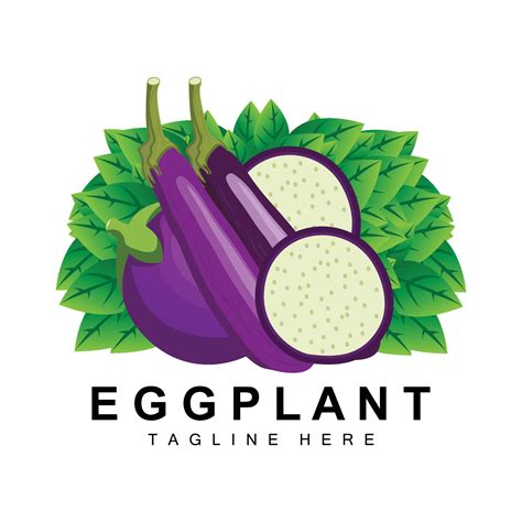 Eggplant Logo Design Vegetables Illustration Purple Vegetable Plantation Vector Product Brand