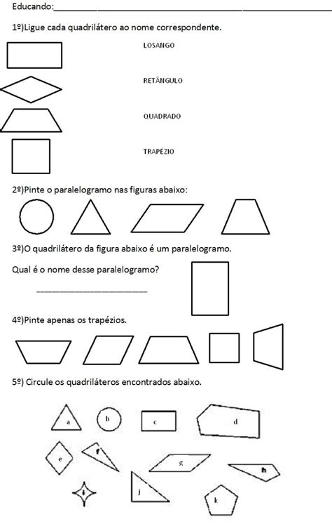 Bel Cardozo Atividade Quadril Teros Atividades De Geometria Tipos