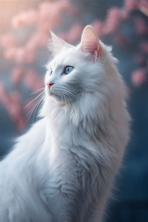 Serene White Cat Portrait