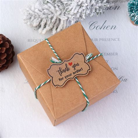 250pcs Roll Handmade Sticker Thank You Stickers Kraft Paper Label Food