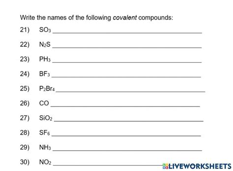 Naming Compounds Worksheet Live Worksheets Worksheets Library