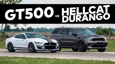 Hellcat Durango Vs Mustang Gt500 Drag Race Comparison Youtube