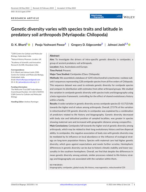 Pdf Genetic Diversity Varies With Species Traits And Latitude In