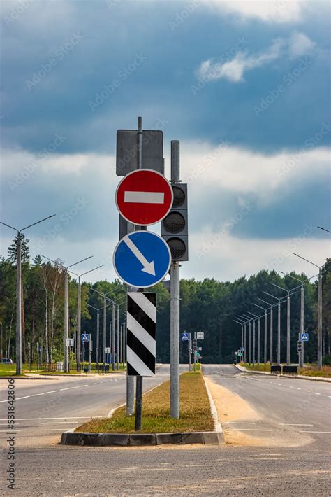 Road sign about construction and repair work. Prohibition of access to ...