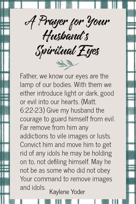 A Prayer For Your Husbands Spiritual Eyes Kaylene Yoder Prayers