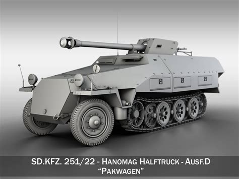 SD KFZ 251 22 Ausf D Pakwagen 3D Model By Panaristi