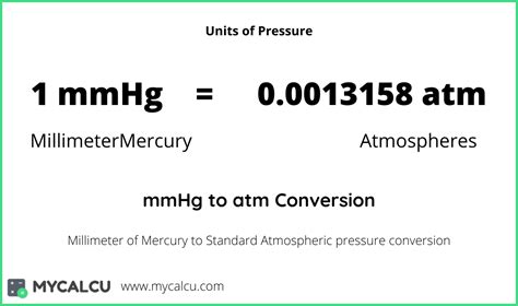 Pressure Conversion Factors From Atm To Mmhg