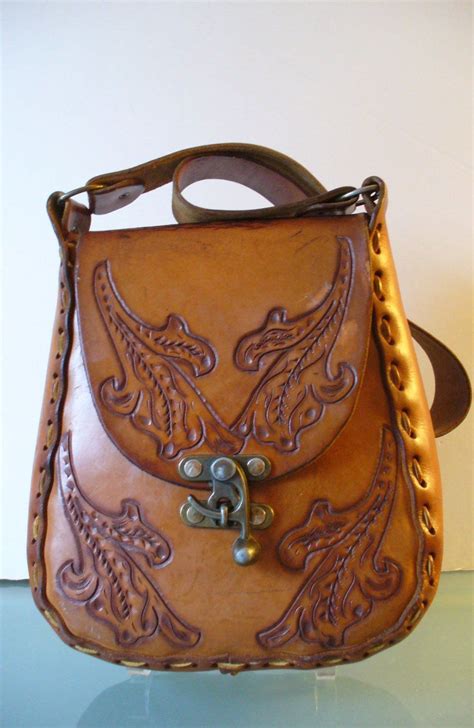 Vintage Bohemian Tooled Leather Shoulder Bag By Theoldbagonline On Etsy