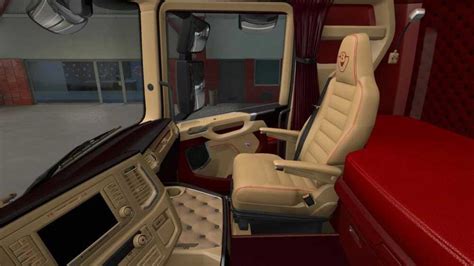 Scania S R Rouge Beige LUX Intérieur 1 43 ETS2 ETS2 Mod ATS Mod