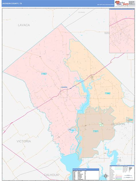 Jackson County, TX Wall Map Color Cast Style by MarketMAPS - MapSales