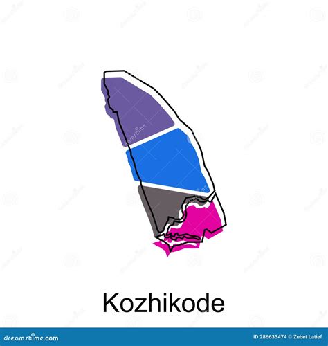 Kozhikode District Kerala State, Republic Of India Map Vector ...