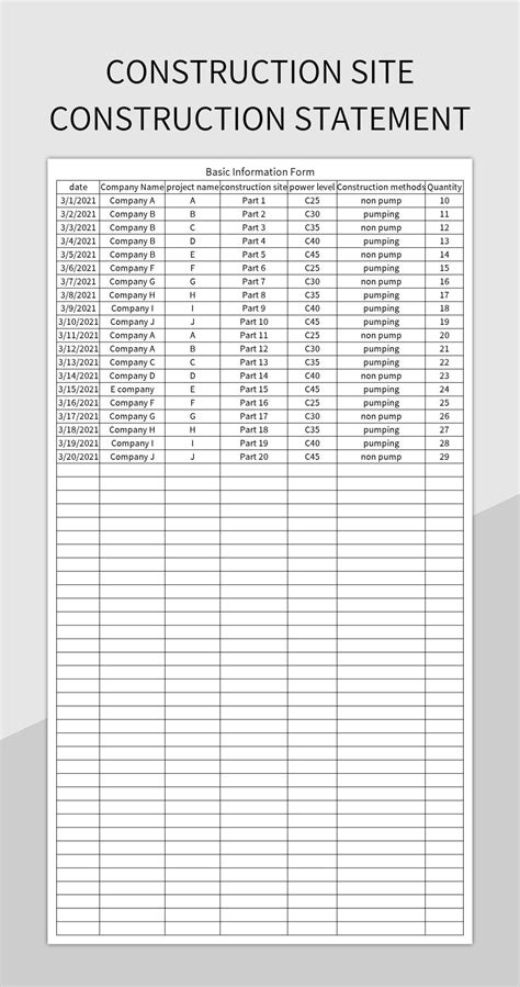 Pipe Trench Excavation Construction Acceptance Record Form Excel