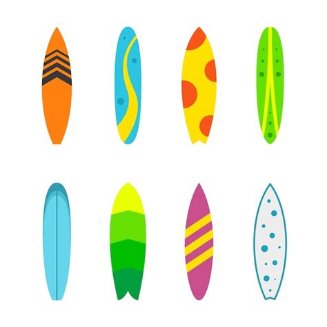 Conjunto de pranchas de surf diferentes desenhos esporte de verão