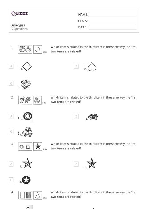 50 Analogies Worksheets For 1st Grade On Quizizz Free Printable