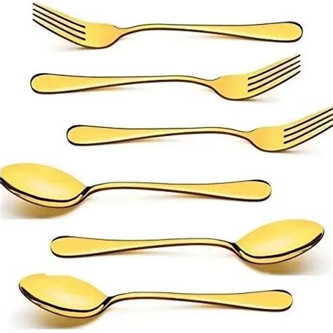 Gold Plated Stainless Steel Spoon Fork Pics