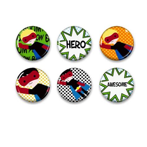 Superhero Pinback Button Badges Or Fridge Magnets