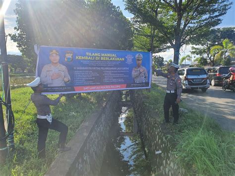 Pasang Spanduk Himbauan Penegakkan Hukum Dengan Tilang Kasat Lantas Polres Palopo Harap Angka