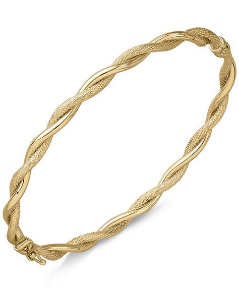 Italian Gold Twist Style Hinged Bangle Bracelet In 14k Gold And Reviews